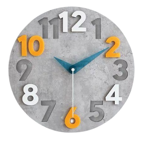 Cement Orange Number Clock - 30cm