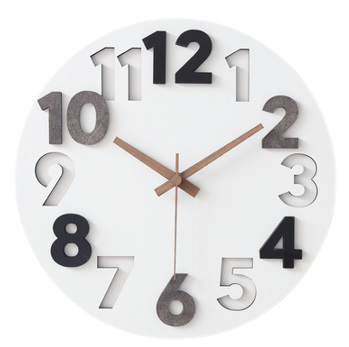 Embossed Black Number Clock (White) - 30cm