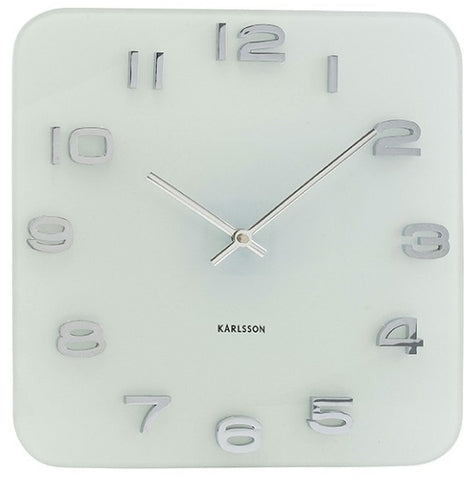 Wall Clock VINTAGE Glass - White