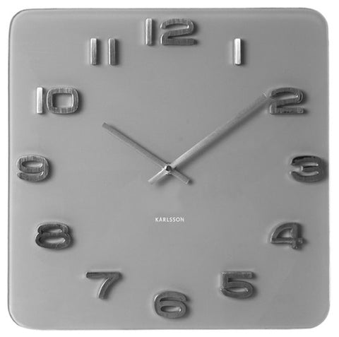 Wall Clock VINTAGE Glass - Grey