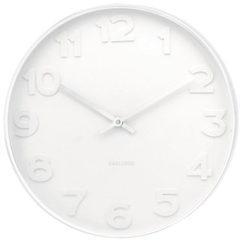 Wall Clock MR WHITE NUMBERS - White