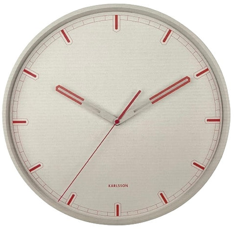 Wall Clock DIPPED - Iron White w Coral