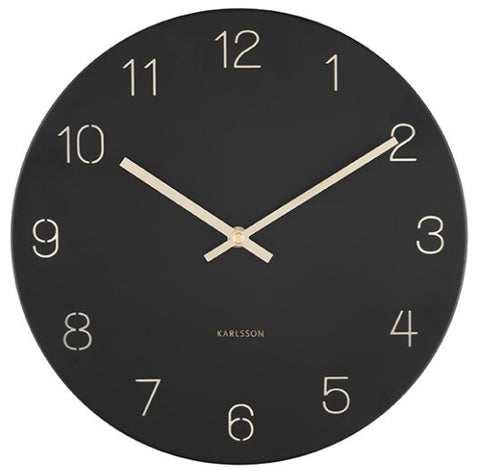 Wall Clock CHARM ENGRAVED NUMBERS - Black