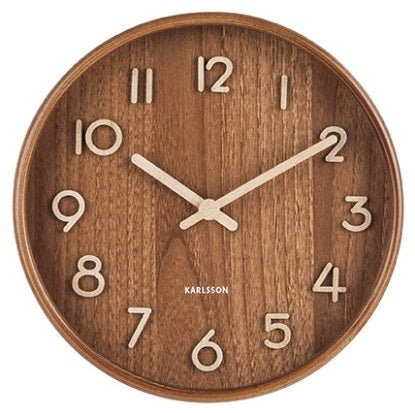 Wall Clock PURE Small - Dark Basswood