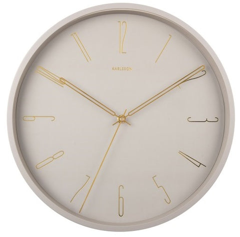 Wall Clock BELLE NUMBERS - Metal Warm Grey