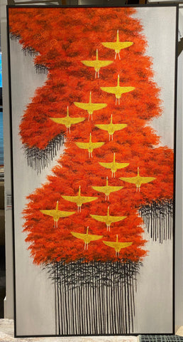 Autumn Cranes Painting