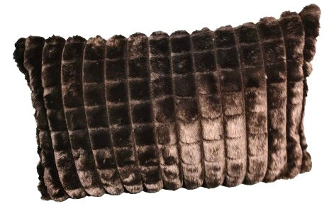 Furry Squares Cushion 30 - Black (Indent)