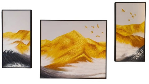 Golden Mountains Triptych Painting
