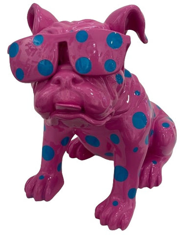 Polka Bulldog - Pink With Blue Dots