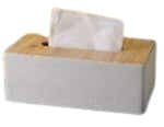 Tissue Box - Mahogany White Linen