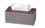 Tissue Box Classic Grey Linen / Brown Top