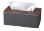Tissue Box Dark Grey Linen / Brown Top