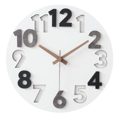 Embossed Black Number Clock (White) - MOLECULE PTE. LTD.