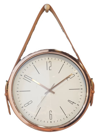 6 Nos. Clock - Rose Gold w Tanned Strap