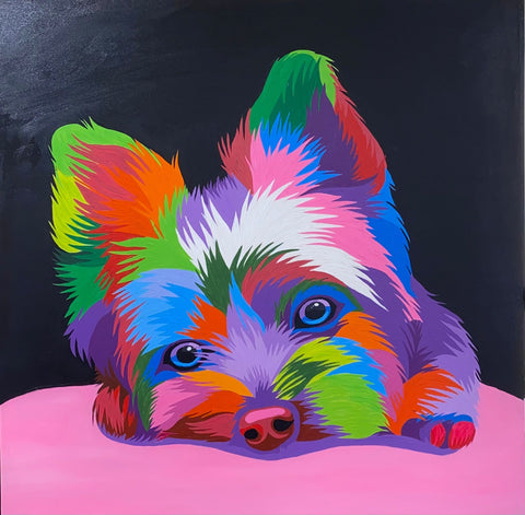 Comfy Dog Oil Painting - Pink