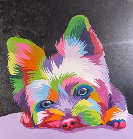 Comfy Dog Oil Painting - Purple