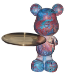 Happy Bear w Round Tray Standing - Multicolor