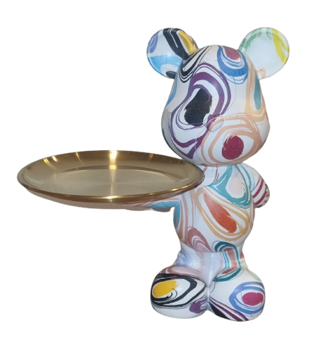 Happy Bear w Round Tray Standing - Circle Multicolor (Indent)