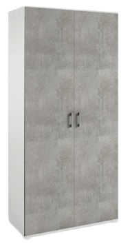 Elementi Compos Multipurpose Wardrobe White - Concrete Doors (Indent)