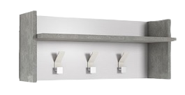 Elementi Hallway Hanger With 3 Hooks - White / Concrete