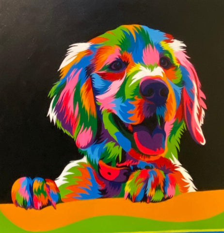 Happy Dog Oil Painting - Indent