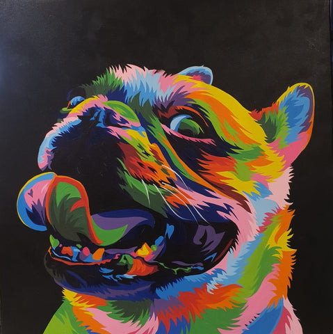 Happy Pug Oil Painting