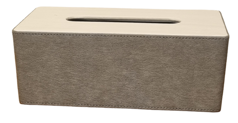 Tissue Box - Grey PVC / White Top (Indent)