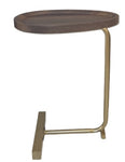 L Tuck In Table - Walnut Top / Gold Leg (Indent)