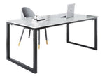 Rectango Dining / Study Table Ceramic White Top w Black Legs 160cm (Indent)