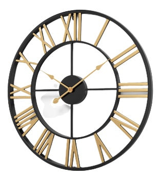 Roman Clock 60cm - Black / Gold (Indent)