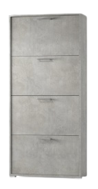 Scarpiere Shoe Rack 4 Doors - White / Concrete (Indent)