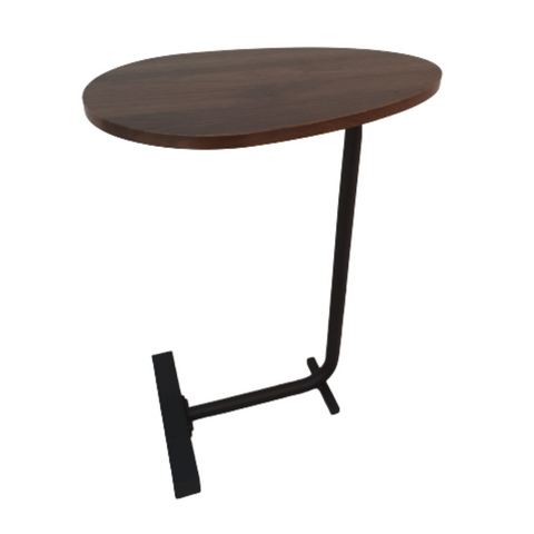 Oval Tuck in / Side Table - Black Frame + Wood Top (Indent)