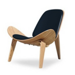 Smiley Chair (Black) PU w Natural Wood Legs - Indent