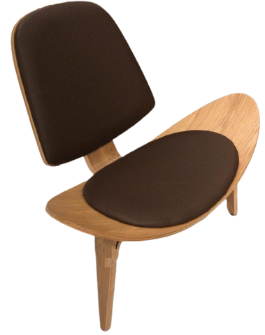 Smiley Chair (Brown) with Natural Wood- PU - Indent - MOLECULE PTE. LTD.