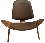Smiley Chair (Brown) PU With Walnut Wood Legs