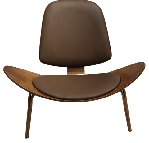 Smiley Chair (Brown) PU With Walnut Wood Legs