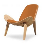 Smiley Chair (Tangerine) PU With Natural Wood Legs - Indent