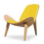 Smiley Chair (Yellow) PU w Natural Wood Legs
