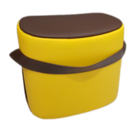 Smiley Stool w Handle (Yellow) - PU Seat - Indent - MOLECULE PTE. LTD.