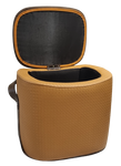 Smiley Stool w Storage & Pleated Seat - Light Brown