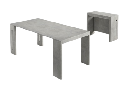 Tavolo Extend 90 Console Table Assembled Al. Mech - Concrete (Indent)
