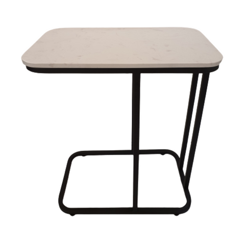 Tuck In / Side Table - Black Frame + White Top (Indent)