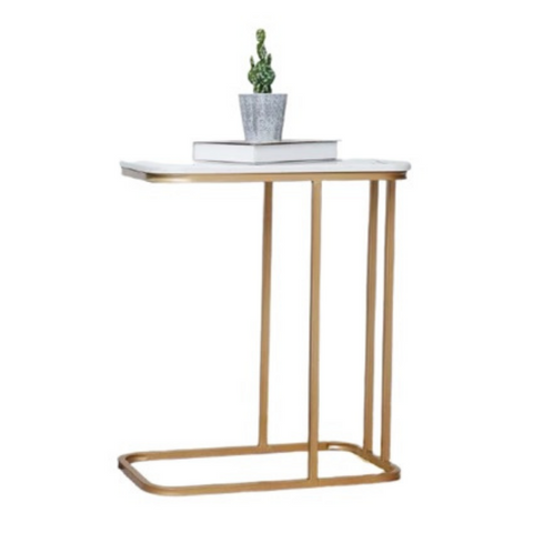 Tuck in / Side Table - Gold Frame + White Top (Indent)