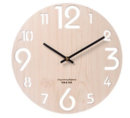 Wooden Big / Small Nos. Wall Clock (Birch Col.) - Indent