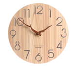 Wooden Nos. Wall Clock w Twig Hands 35cm (Beech Col.)