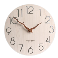 Wooden Nos. Wall Clock w Twig Hands 35cm (Birch Col.)