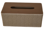 Tissue Box Grey Linen / Brown Top
