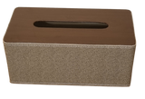 Tissue Box Grey Linen / Brown Top