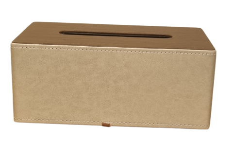 Tissue Box White PVC / Brown Top - Indent