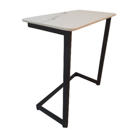 Tuck In Side Table - Black Frame + White Top (Indent)
